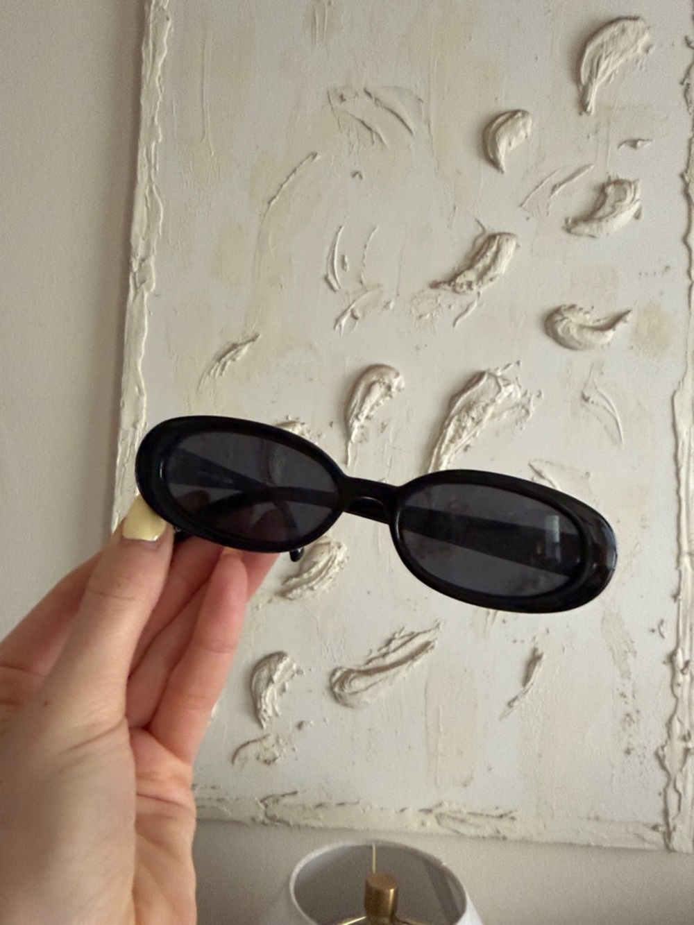 Le Specs Black Oval Slim Sunglasses